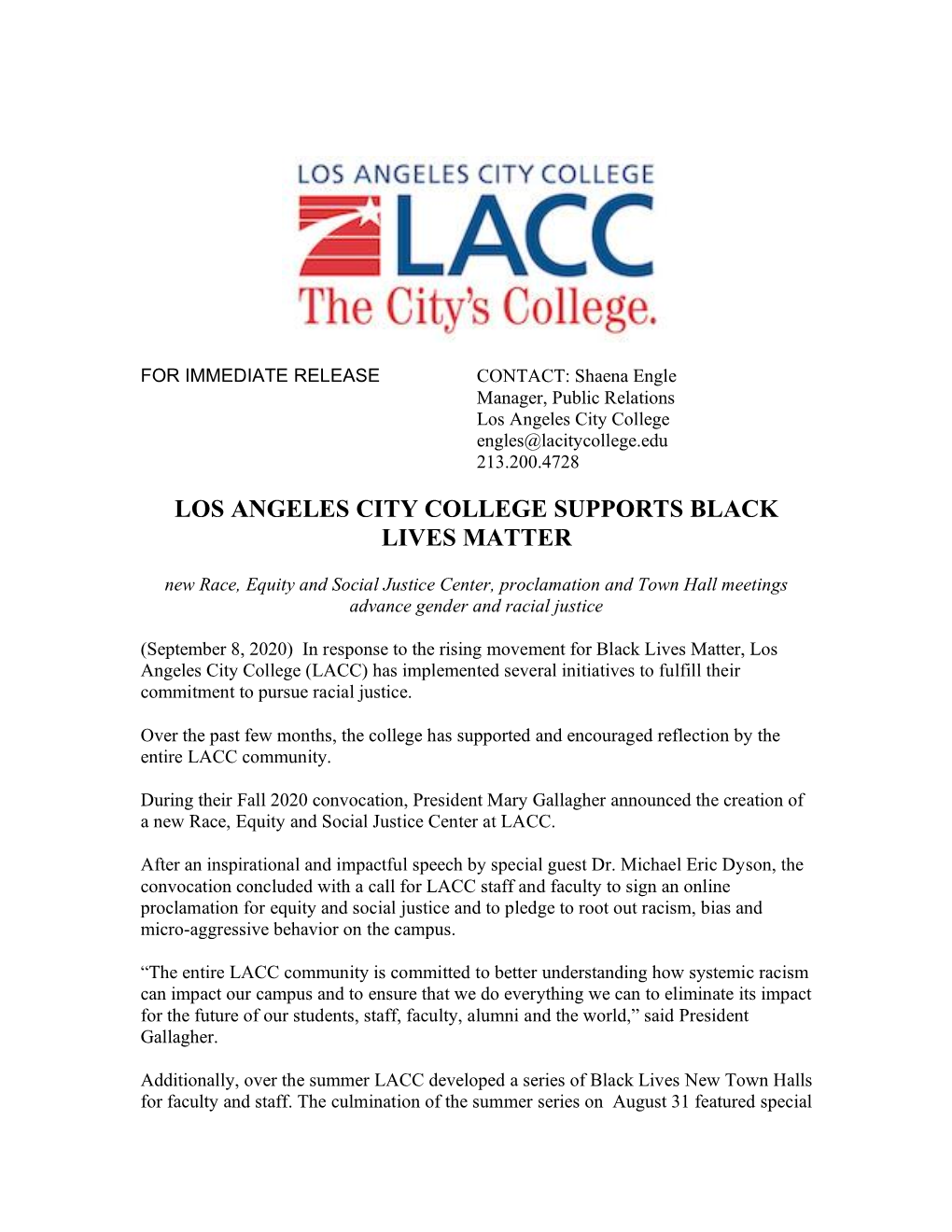 LACC Supports Black Lives Matter