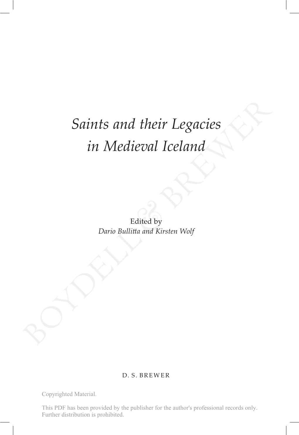 Saints and Their Legacies in Medieval Iceland
