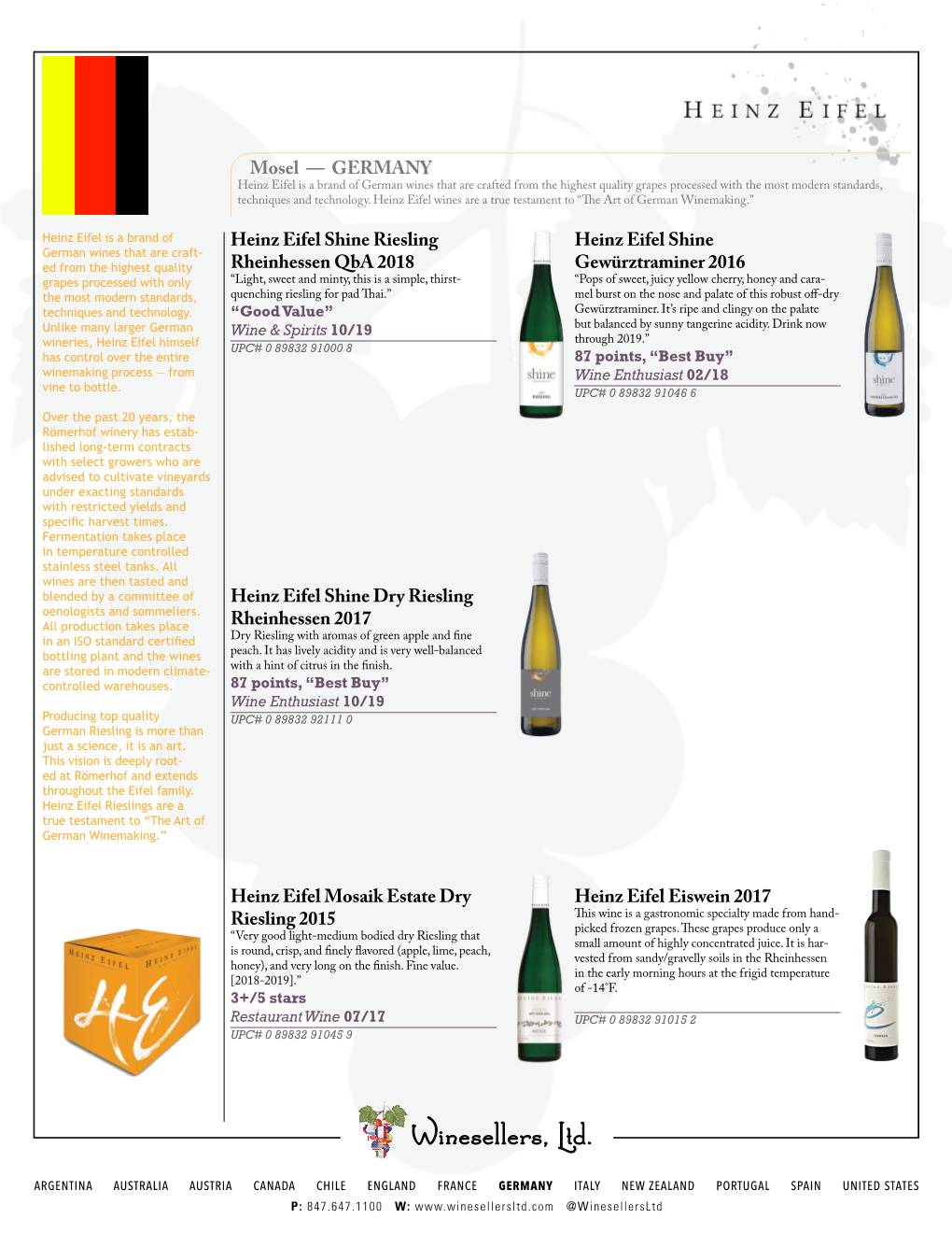 Heinz Eifel Mosaik Estate Dry Riesling 2015 Heinz Eifel Shine Gewürztraminer 2016 Mosel