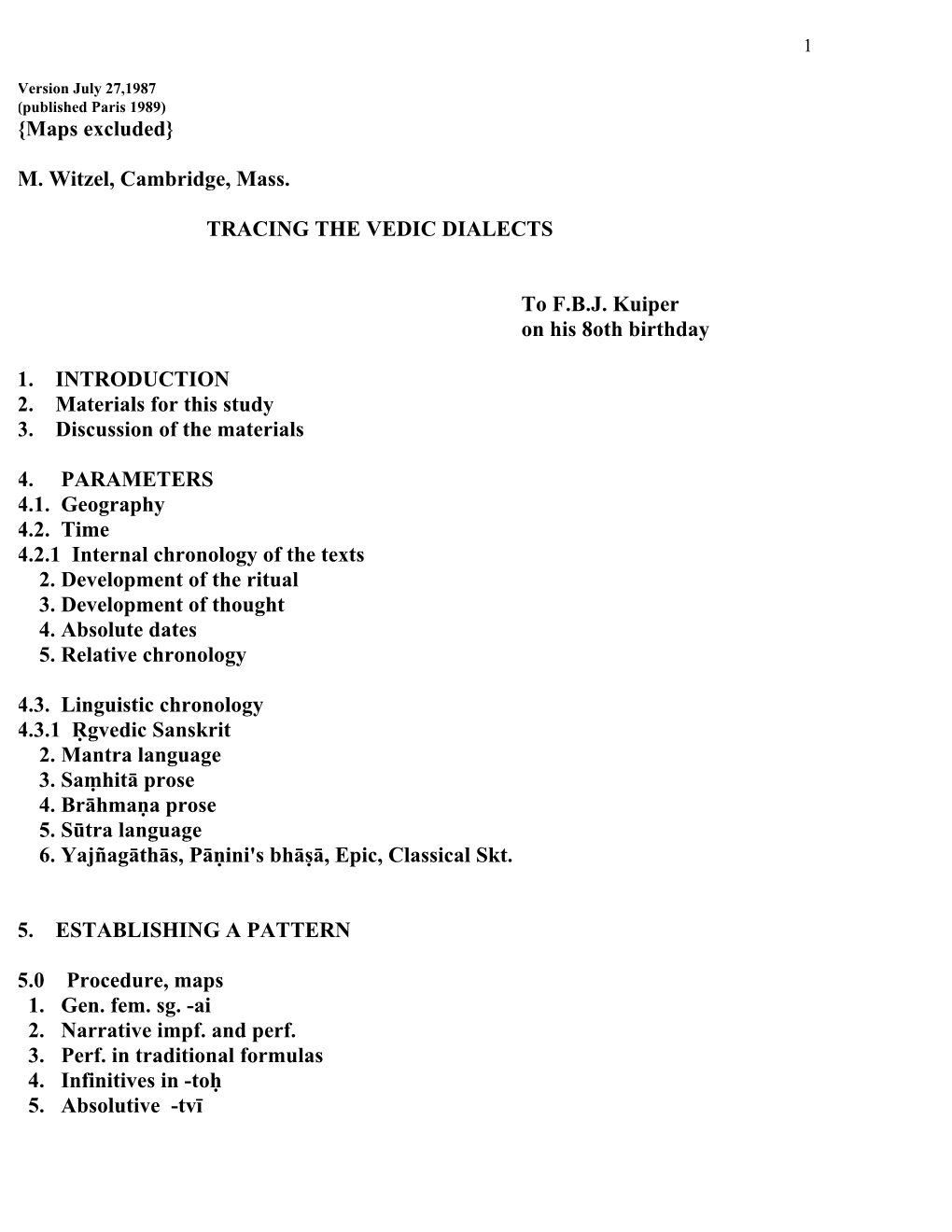 Tracing Vedic Dialects