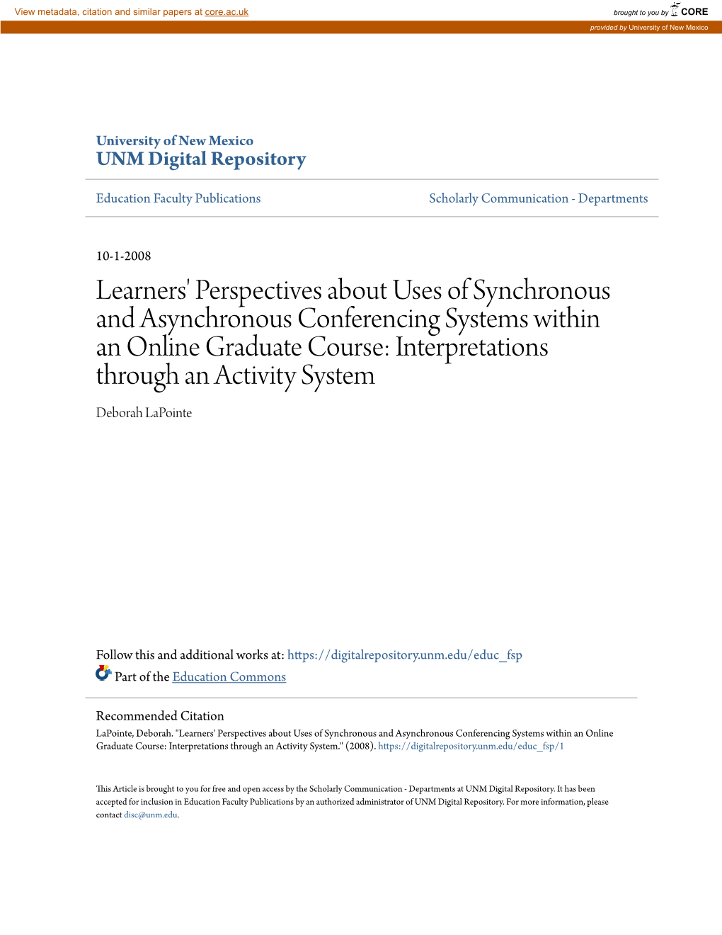 Learners' Perspectives About Uses of Synchronous and Asynchronous