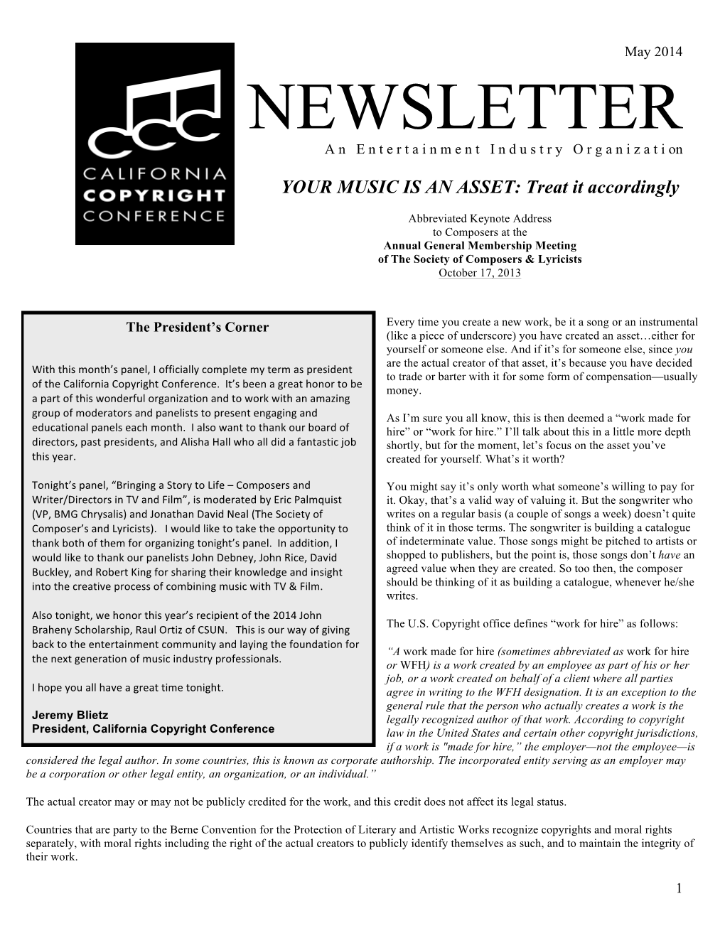 May 2014 Newsletter