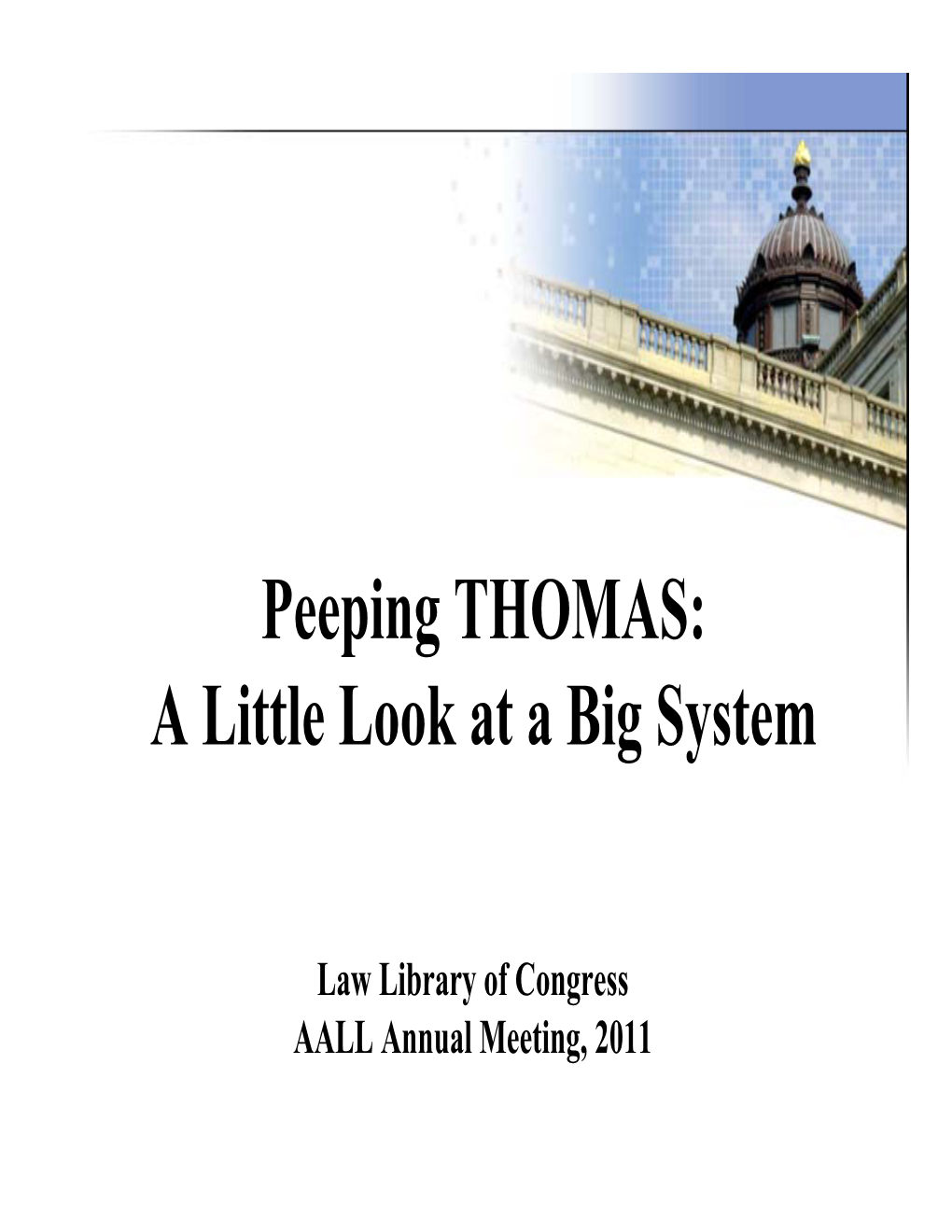 Peeping THOMAS: a Little Look at a Big System