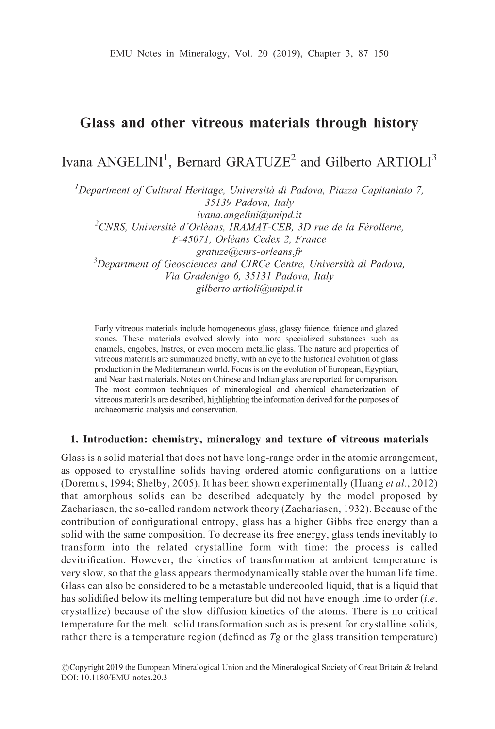 Chapter 3. Glass and Other Vitreous Materials Through History