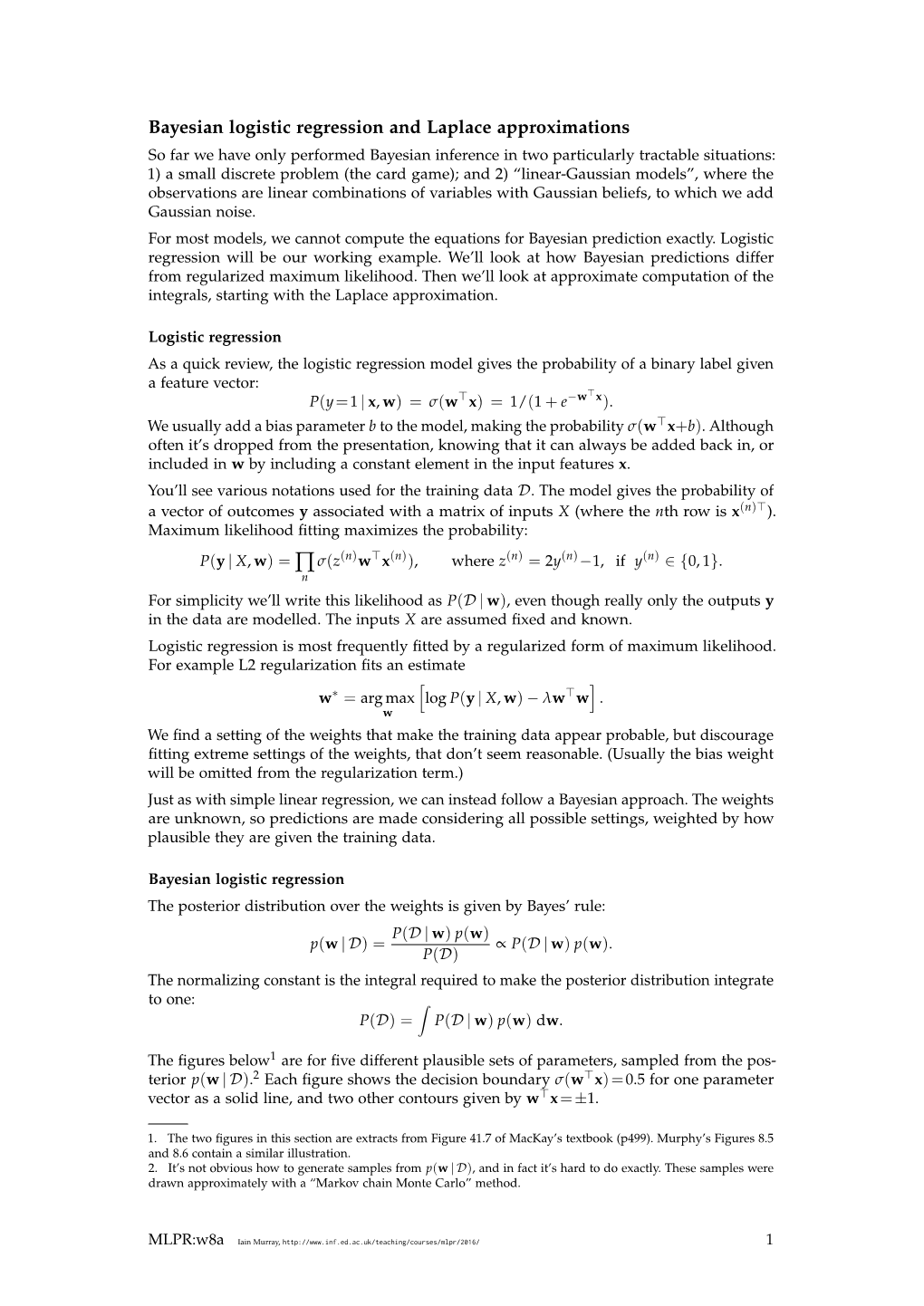 Bayesian Logistic Regression and Laplace Approximations