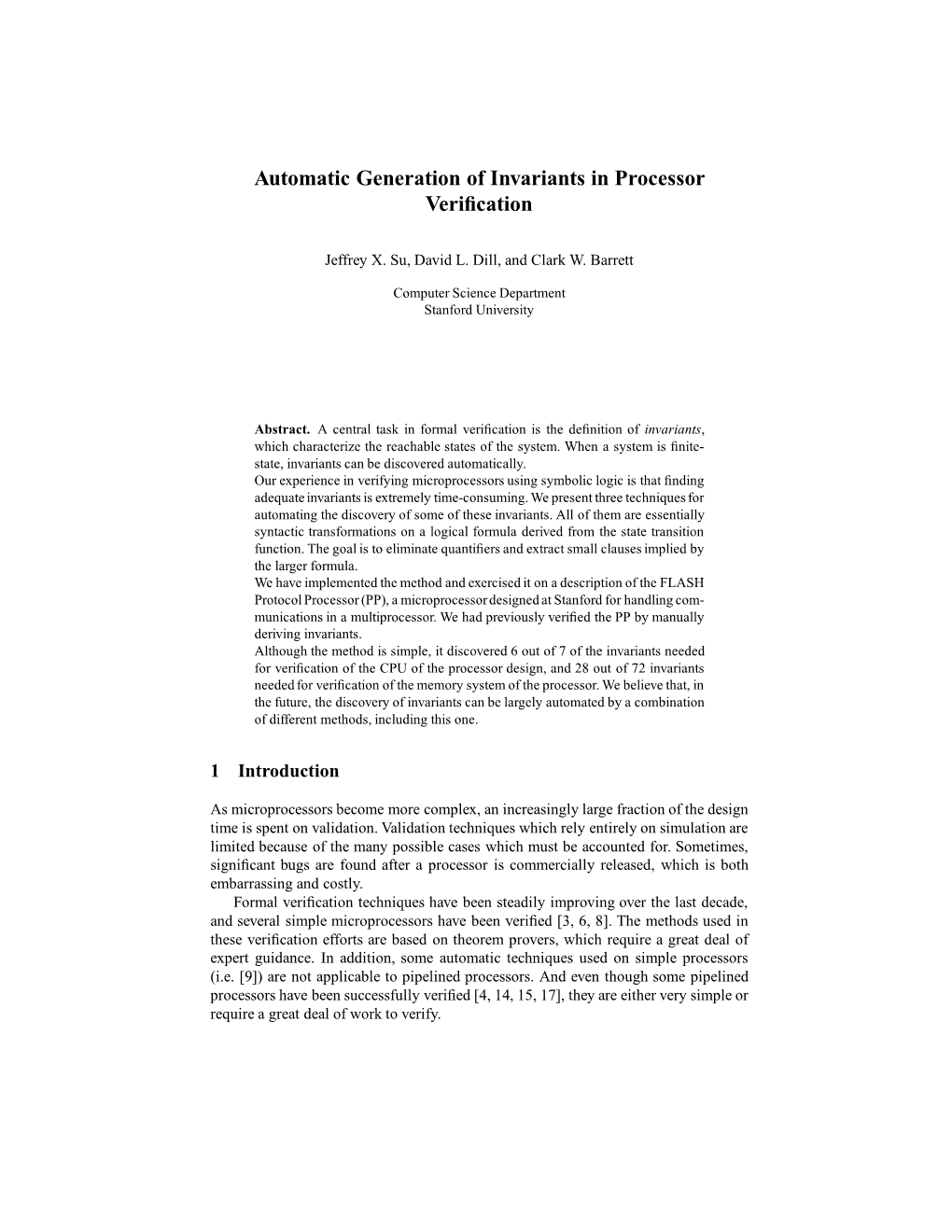 Automatic Generation of Invariants in Processor Verification