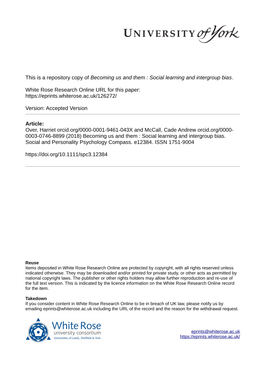 Becoming Us and Them : Social Learning and Intergroup Bias