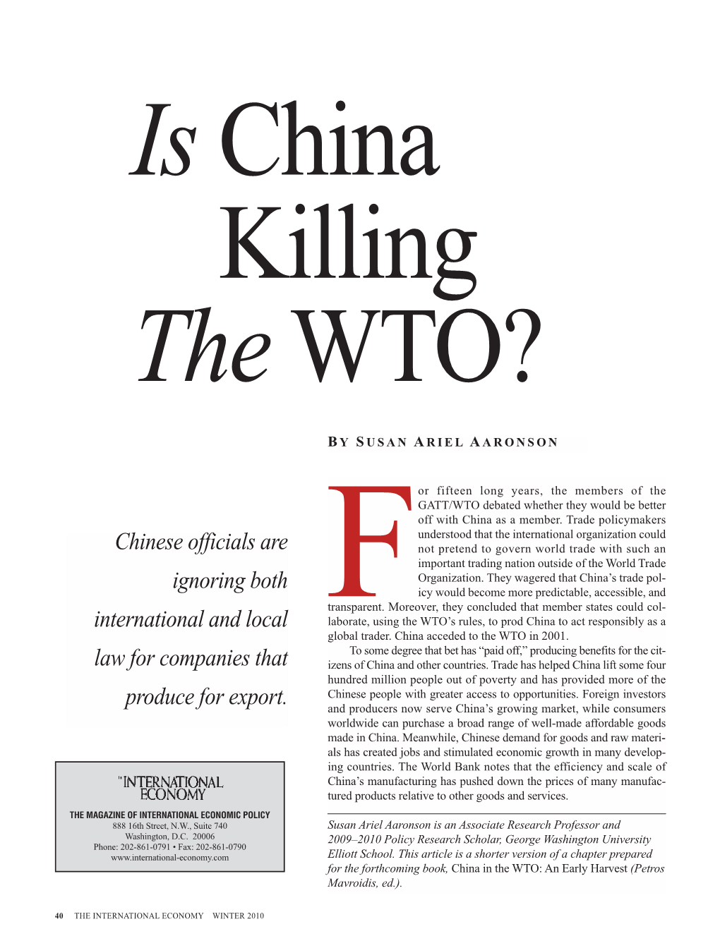 Is China Killing the WTO?