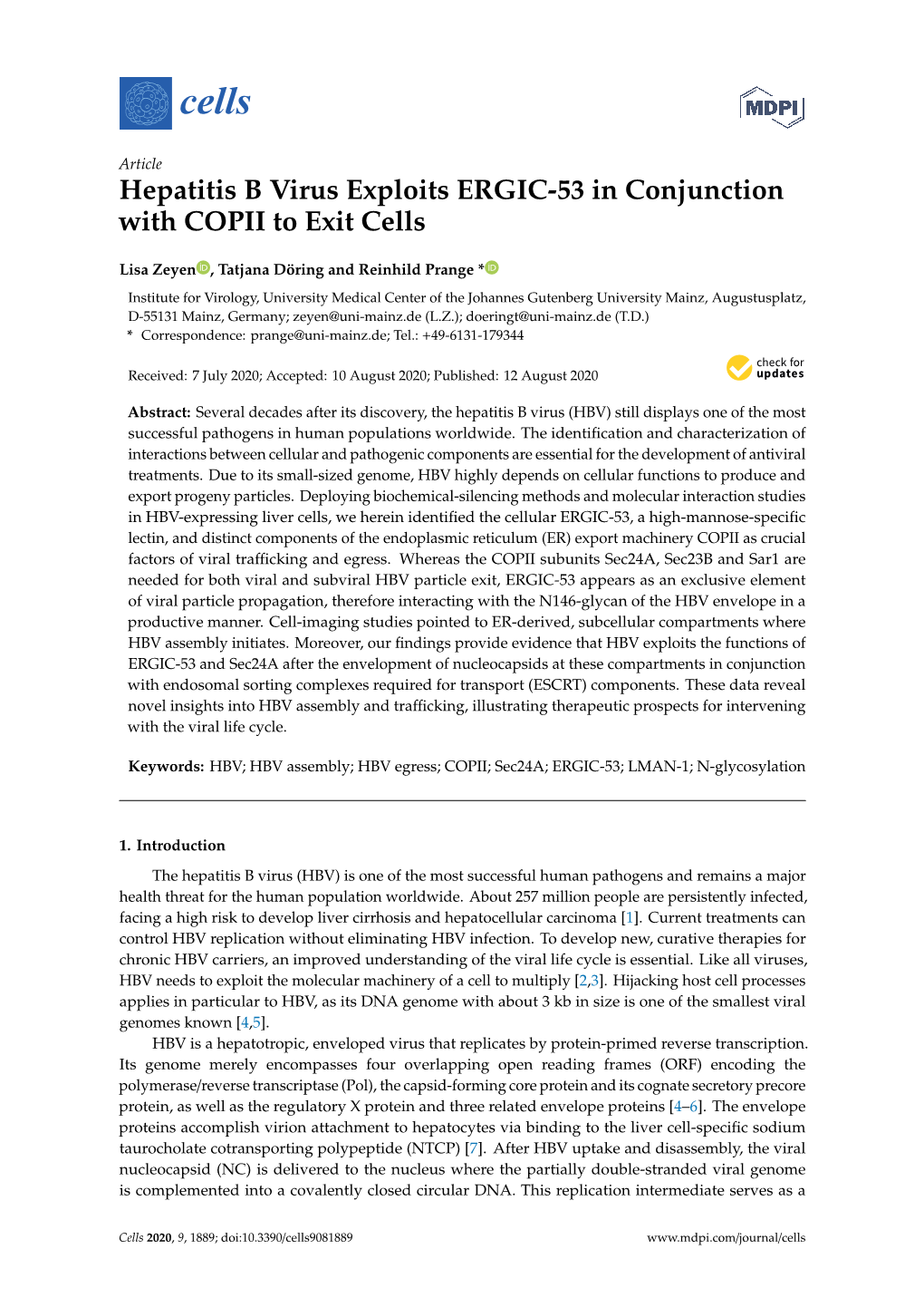 Hepatitis B Virus Exploits ERGIC-53 in Conjunction with COPII to Exit Cells