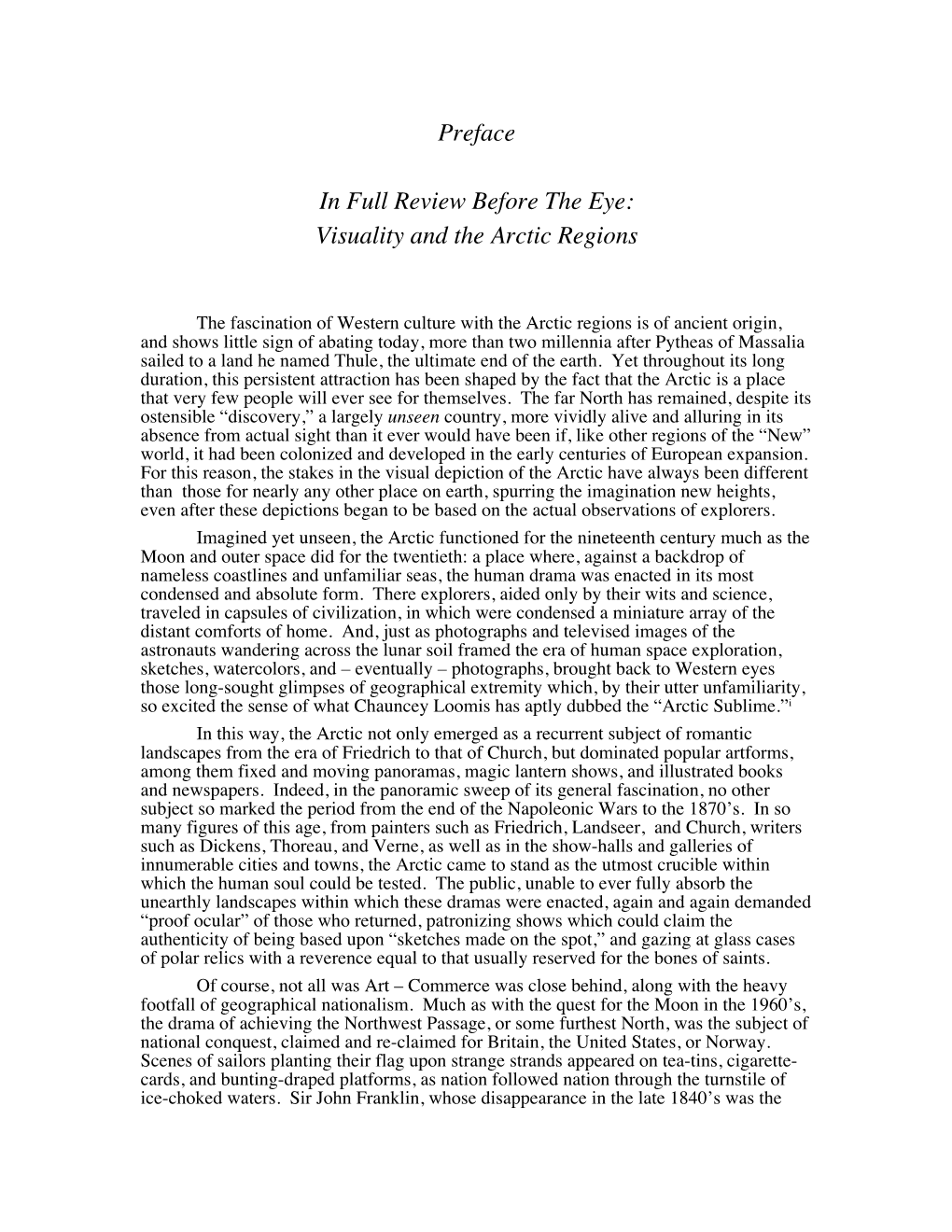 Preface in Full Review Before the Eye: Visuality and the Arctic Regions