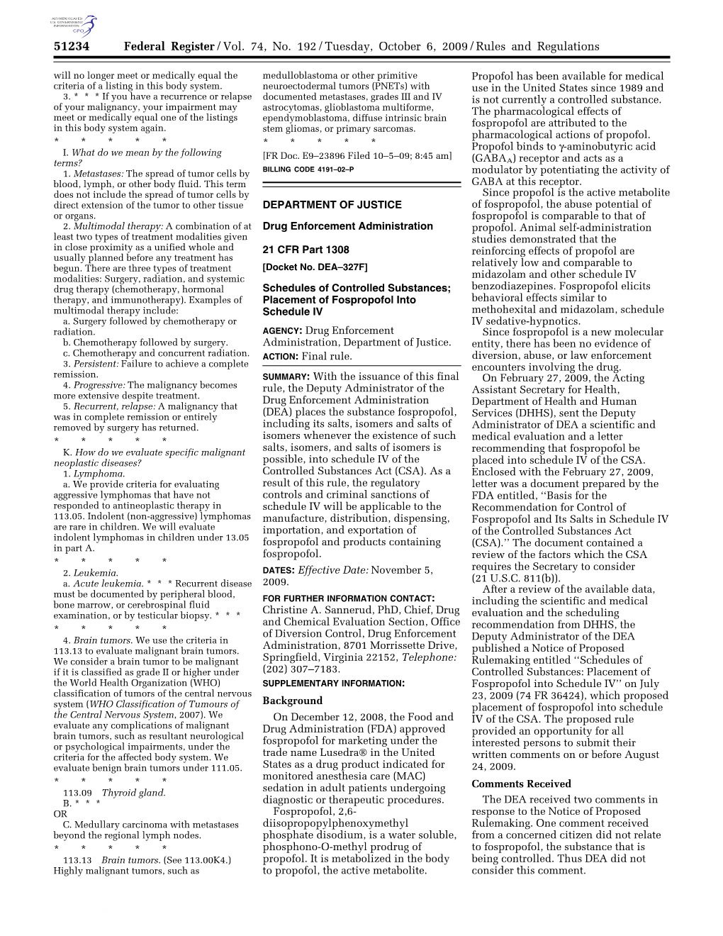 Schedule of Controlled Substances