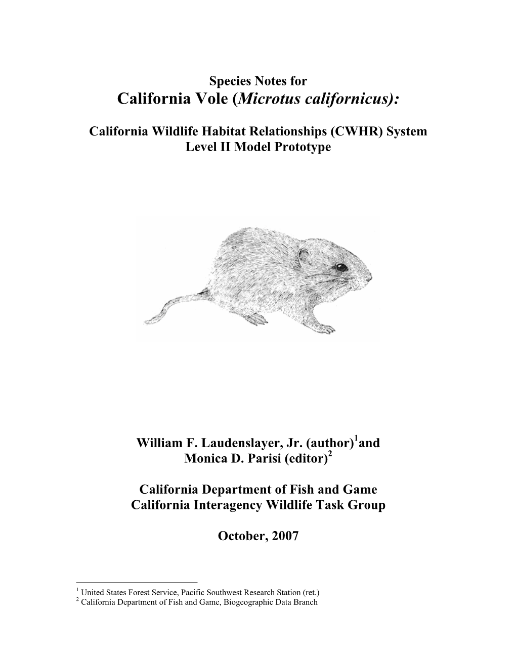 Spatial Model Prototype for California Vole