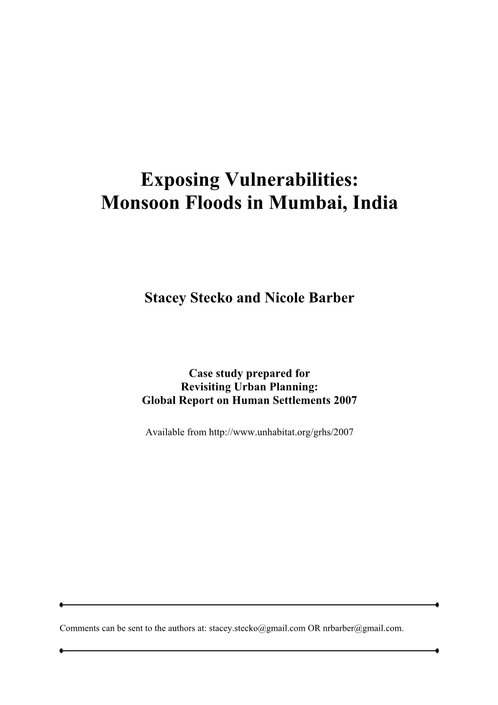 Exposing Vulnerabilities: Monsoon Floods in Mumbai, India