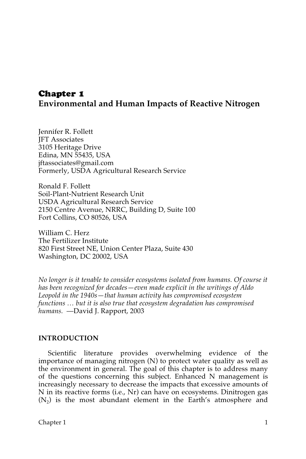 Chapter 1 Environmental and Human Impacts of Reactive Nitrogen