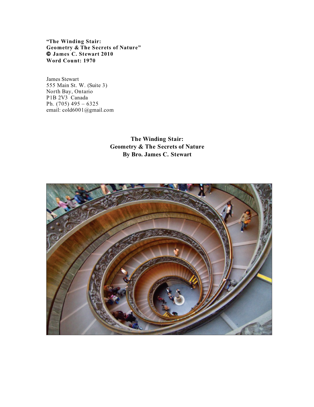 The Winding Stair: Geometry & the Secrets of Nature by Bro. James C