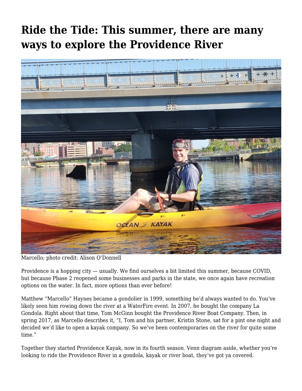 Ride the Tide: This Summer, There Are Many Ways to Explore the Providence River