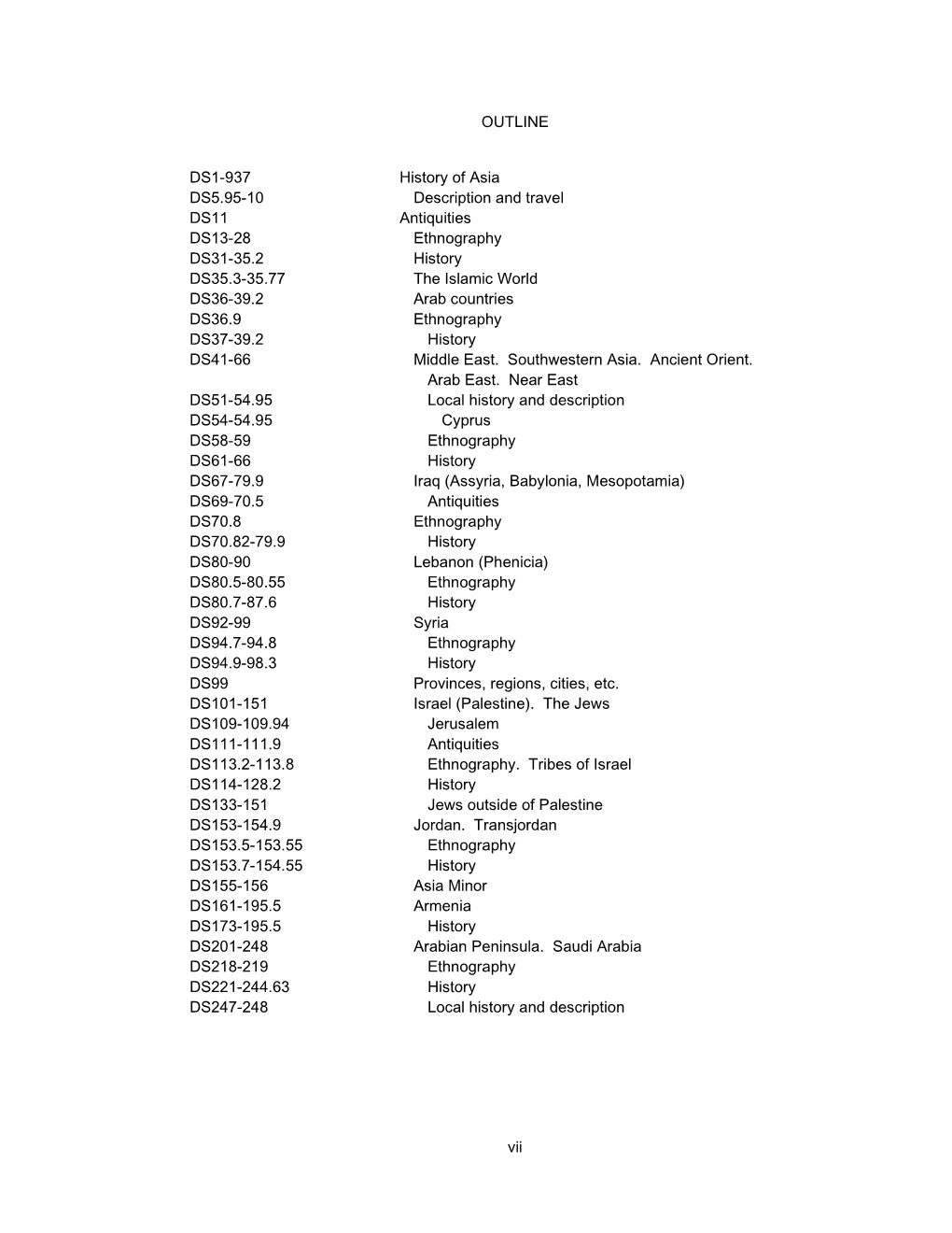 OUTLINE DS1-937 History of Asia DS5.95-10 Description and Travel