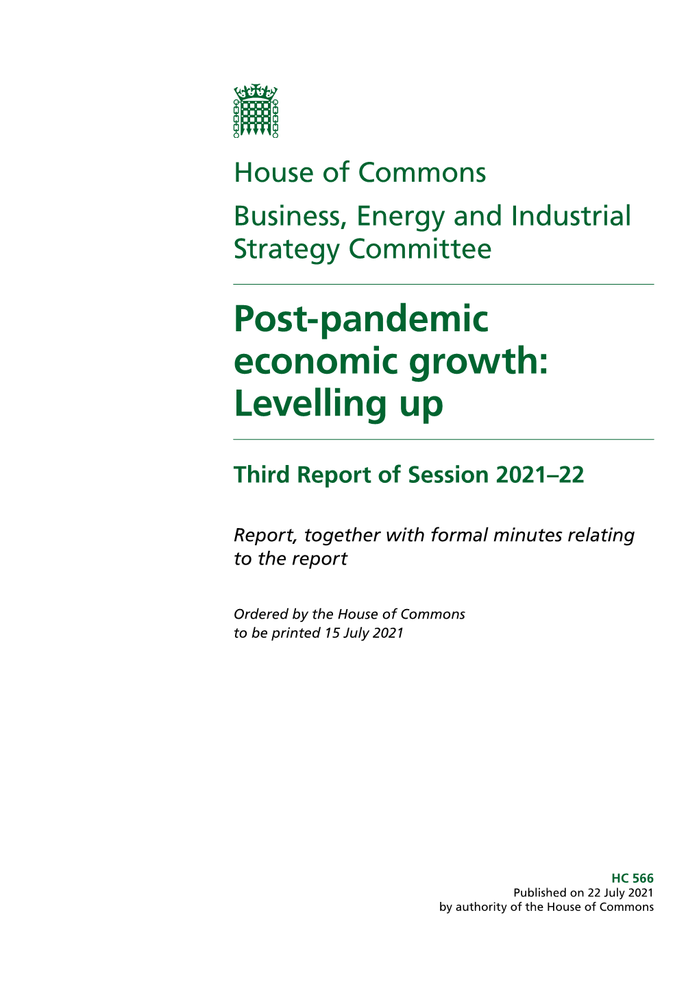 Post-Pandemic Economic Growth: Levelling Up