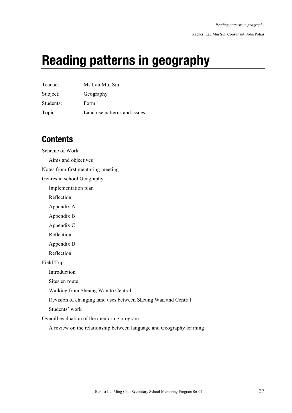 Reading Patterns in Geography