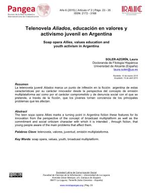 Telenovela Aliados, Educación En Valores Y Activismo Juvenil En Argentina