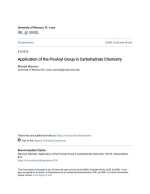 Application of the Picoloyl Group in Carbohydrate Chemistry