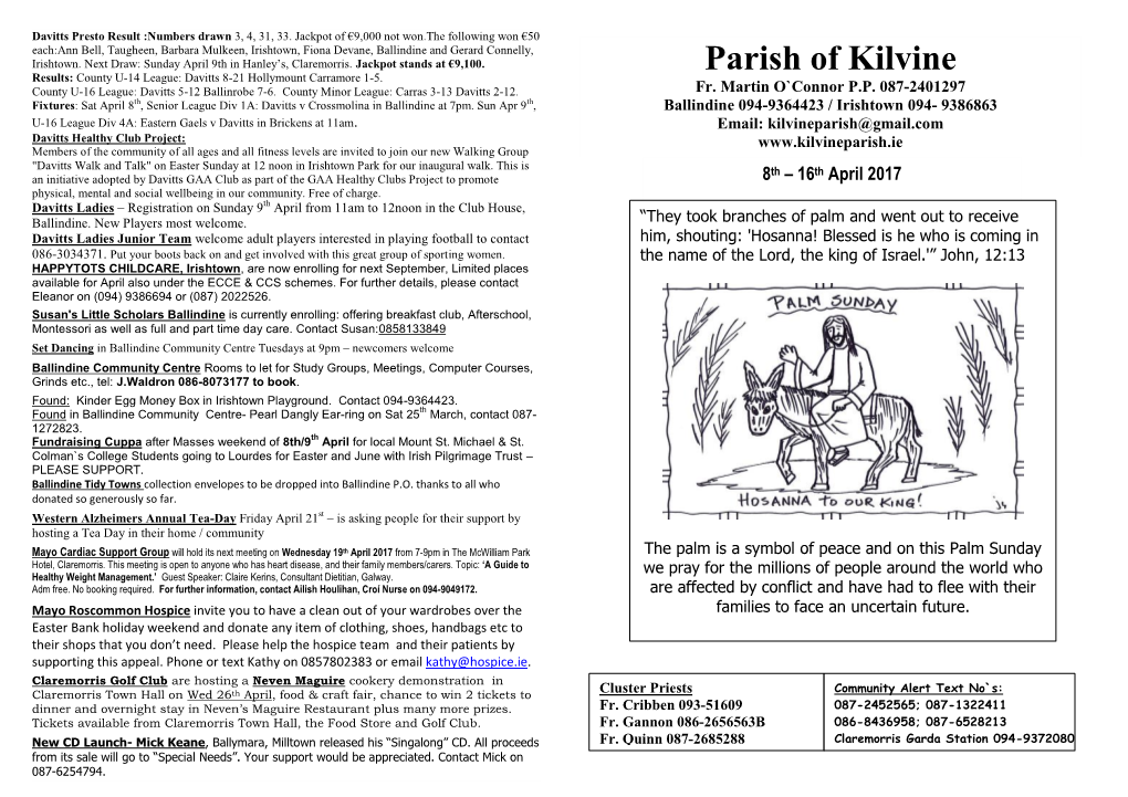 Parish Newsletter 9Th April 2017