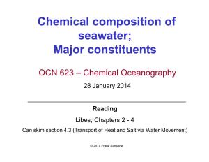Chemical Composition of Seawater; Major Constituents