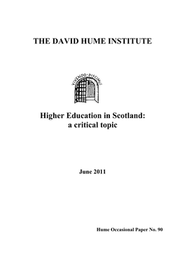 Higher Education in Scotland: a Critical Topic