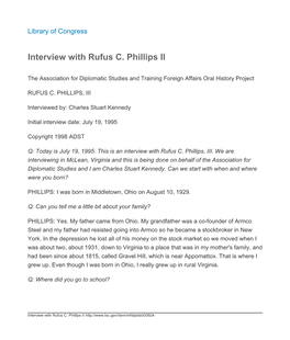 Interview with Rufus C. Phillips II