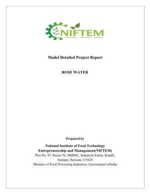 Model Detailed Project Report ROSE WATER