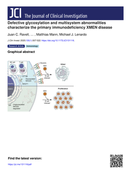 Defective Glycosylation and Multisystem Abnormalities Characterize the Primary Immunodeficiency XMEN Disease