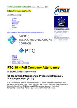 UIPRE Recommendation PTC 2019 Full Company Attendance 2018 25