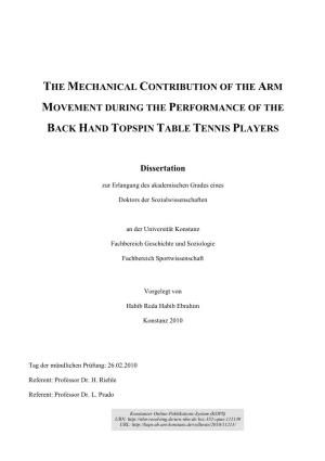 The Mechanical Contribution of the Arm Movement During The