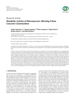 Metabolic Activity of Micromycetes Affecting Urban Concrete Constructions