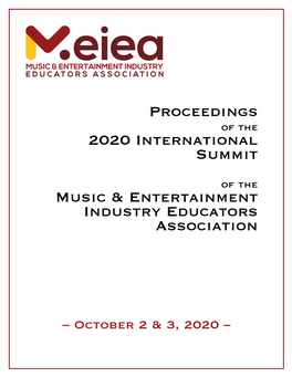 Proceedings 2020 International Summit Music & Entertainment Industry Educators Association