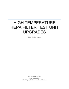 High Temperature Hepa Filter Test Unit Upgrades