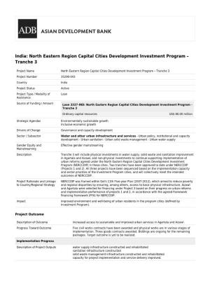 North Eastern Region Capital Cities Development Investment Program – Tranche 3