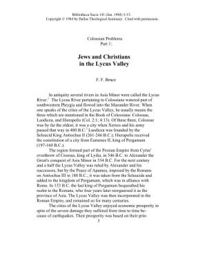 Jews and Christians in the Lycus Valley