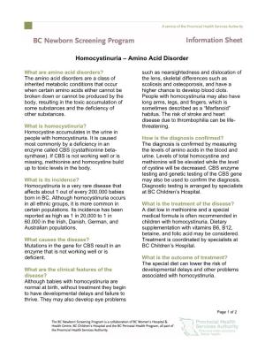 Homocystinuria – Amino Acid Disorder