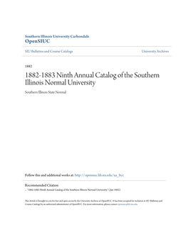 1882-1883 Ninth Annual Catalog of the Southern Illinois Normal University Southern Illinois State Normal