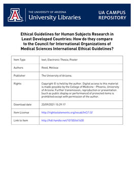 Ethical Guidelines for Human Subjects
