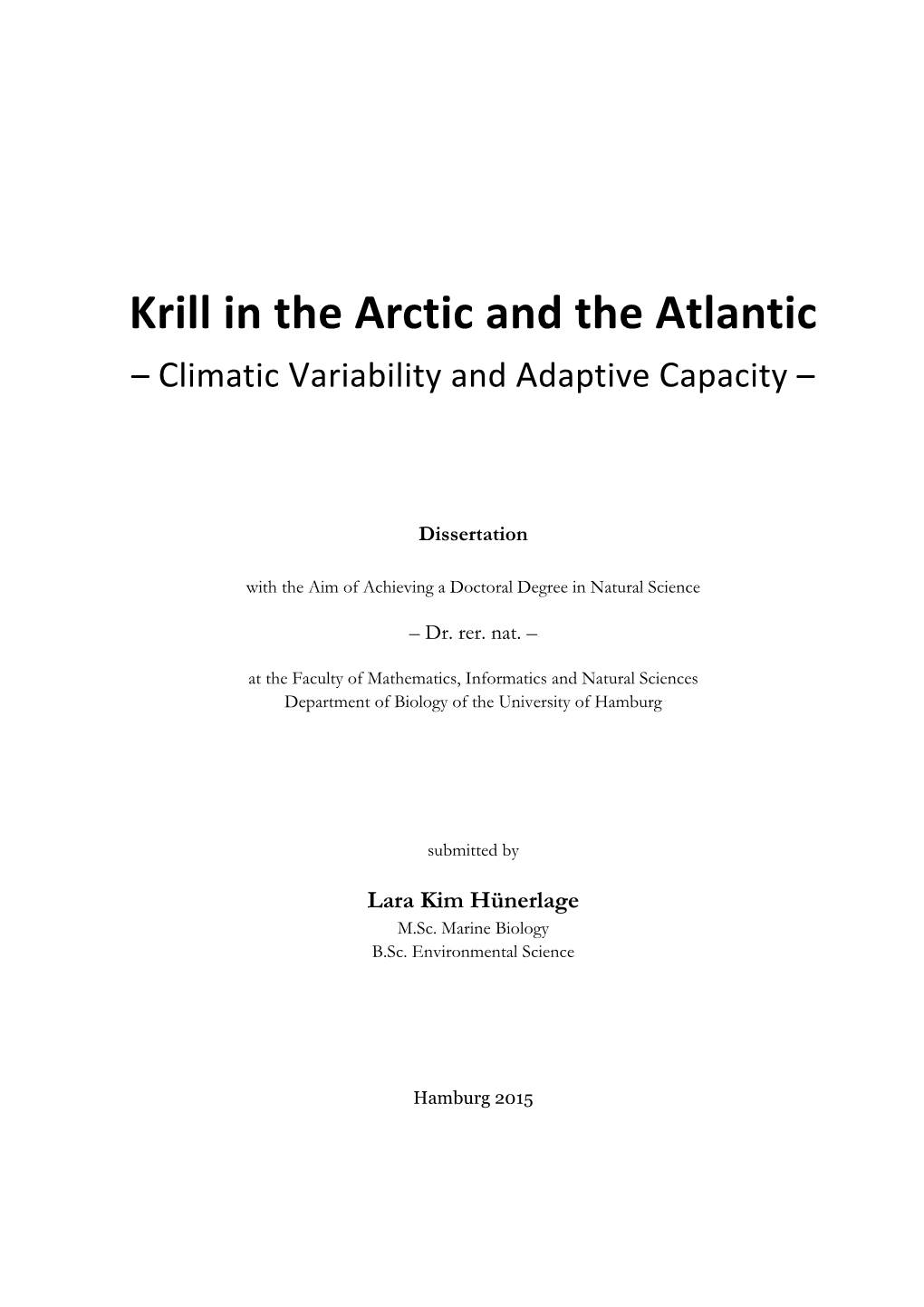 Krill in the Arctic and the Atlantic – Climatic Variability and Adaptive Capacity –