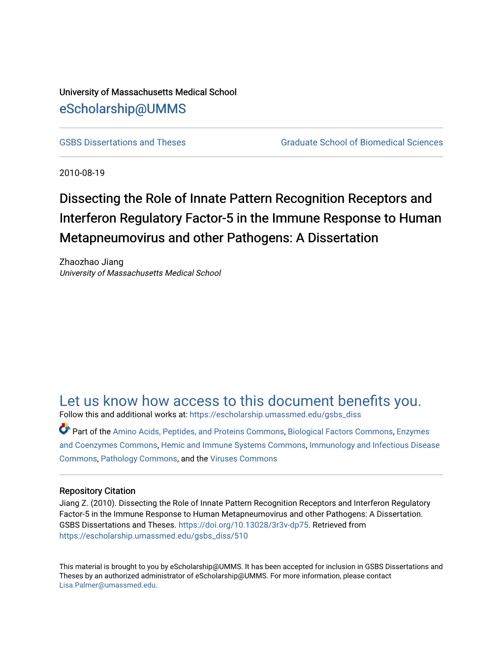 Dissecting the Role of Innate Pattern Recognition Receptors And