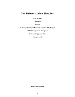 New Balance Athletic Shoe, Inc