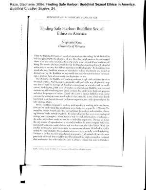 Finding Safe Harbor: Buddhist Sexual Ethics in America, Buddhist Christian Studies, 24