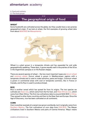 The Geographical Origin of Food