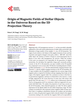Origin of Magnetic Fields of Stellar Objects in the Universe Based on the 5D Projection Theory