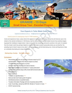 Experience Cuba Tours Grande 15 Days