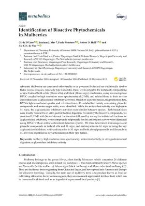 Identification of Bioactive Phytochemicals in Mulberries