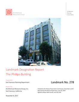 LANDMARK DESIGNATION REPORT Phillips Building, 246 First Street November 8, 2017